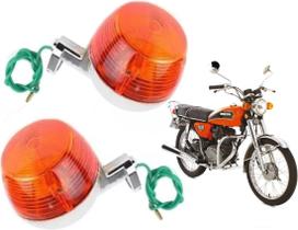 Par Pisca Seta Cg 125 Bolinha Cromado Lente Laranja Dianteiro Traseiro