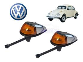 Par Pisca Seta Dianteiro Vw Fusca Lente Completo 1970 A 1996 - Ambar