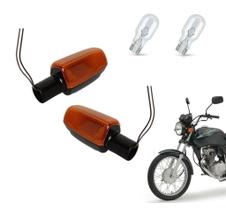 Par Pisca Seta Lente Laranja Sem Coxim + Lampada Cg Titan Fan 125 150 Cbx 250 Twister Cb Xre 300