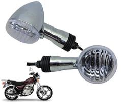 Par Piscas Dianteira Cromada Cristal Suzuki Intruder 125