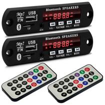 Par Placa Decodificadora 5v a 12v Usb Mp3 Fm Bluetooth Rádio P/ Amplificador Caixa Ativa Controle