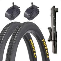 Par pneu 26 x 1.1 / 2x2 primor pirelli par camara bico grosso mini bomba de ar manual monark caloi