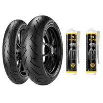 Par Pneu Cb 250 Twister 140/70r17 + 110/70R17 Tl Diablo Rosso II Pirelli + Selantes