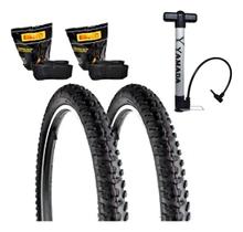 Par Pneu Levorin Excess Aro 26x1.95 + 2 Câmara + Bomba Cor Preto