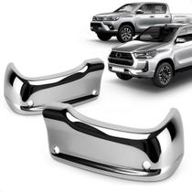 Par Ponteira Parachoque Traseiro Hilux 2016 a 2025 Aço Cromado com Furo para Sensor Par Ponteira Parachoque Traseiro Hilux 2016 a 2025 Aço Cromado com Furo para Sensor