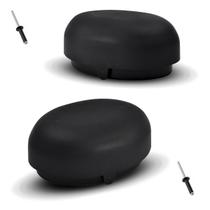 Par Ponteira Tampa Acabamento Estribo Oval Oblongo Preto Abs