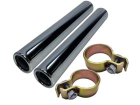 Par Ponteiras Escapamento Fusca Inox Cromada Com Abraçadeiras VW 1300 1500 1600 1970 a 1996 Par Ponteiras Escapamento Fusca Inox Cromada Com Abraçadeiras VW 1300 1500 1600 1970 a 1996