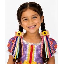 Par Presilhas Laço Xadrez Festa Junina Pipoca Girassol Com Fitas Coloridas