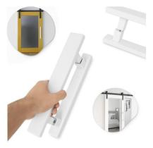 Par Puxador Barra Chata 45Cm Branco Porta Madeira Vidros