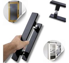 Par Puxador Barra Chata 45Cm Preto Porta Piv Cor Mad Vidro