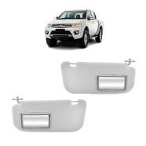 Par Quebra Sol Cinza com Espelho Mitsubishi L200 2005 a 2014 Newtec Nt4140mt Nt4141mt