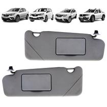 Par Quebra Sol Cinza Escuro com Espelho Renault Logan Sandero Duster Oroch 2007 a 2022 Newtec Nt2802rn Nt2803rn