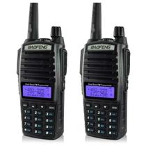 Par Rádio Comunicador Uhf/vhf Walkie Talkie Baofeng Uv82 Alcance 12km Com Fone Amador Bandas De Freqüência Cor Preto