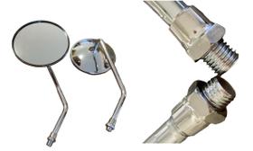 Par Retrovisor Aço Cromado Espelho Mod Original Intruder125