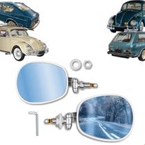 Par Retrovisor BRANCO Fusca Mod. Raquete Em Aço Inox E Chave Allen