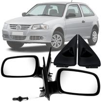 Par Retrovisor e Acabamento Gol Parati G3 G4 2000 2001 2002 a 2013 2014 para 2 Portas com Controle interno manual