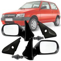 Par Retrovisor Fiat Uno Mille Fire Way 2004 2005 2006 2007 2008 2009 2010 2011 2013 com Controle e Acabamentos 2 Portas