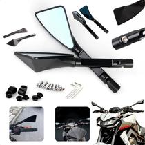 Par Retrovisores Esportivos Alumínio Preto Ajustável Universal Com Lente Antirreflexo