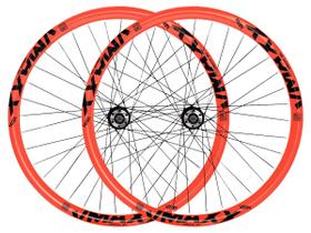 Par Roda Aro 26 Vzan Vmaxx Neon Para Freio a Disco Cubo Cassete Laranja Neon