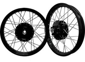 Par Roda Aro e Cubo Preto Raio 4mm Cg Fan 125 09/23 Tambor Par Roda Aro e Cubo Preto Raio 4mm Cg Fan 125 09/23 Tambor