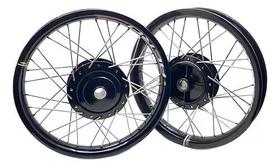 Par Roda Aro Monaco Aero Cubo Preto Titan 150 04/13 Tambor e Raio Inox Par Roda Aro Monaco Aero Cubo Preto Titan 150 04/13 Tambor e Raio Inox