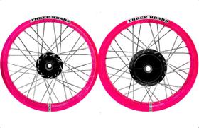 Par Roda Aro Three Heads Rosa 4mm Titan Fan 150 160 Disco Par Roda Aro Three Heads Rosa 4mm Titan Fan 150 160 Disco