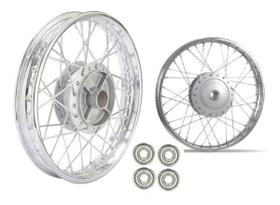 Par Roda Biz 125 4mm Cromado Raiada Alinhada com Rolamento Par Roda Biz 125 4mm Cromado Raiada Alinhada com Rolamento
