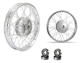 Par Roda Biz 125 4mm Cromado Raiada Alinhada Com rolamento Par Roda Biz 125 4mm Cromado Raiada Alinhada Com rolamento