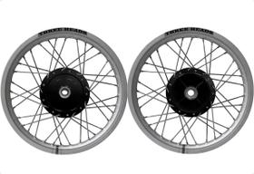 Par Roda Three Heads Jateado Cubo Preto Titan 150 Fan 150