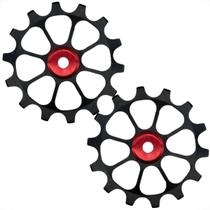 Par Roldana Câmbio Bike 14 Dentes Para 12v Preta Rolamento Par Roldana Câmbio Bike 14 Dentes Para 12v Preta Rolamento