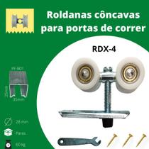 Par Roldana Para Porta Correr 4 Rodas Côncava Rolamento 28mm