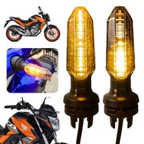 Par Seta LED Sequencial para Moto 12V Âmbar com Encaixe Universal Rápido e Alta Visibilidade Noturna