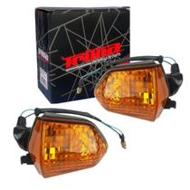Par Seta Pisca Completo Dianteiro Lente Ambar Com Lampada Par Seta Pisca Completo Dianteiro Lente Ambar Com Lampada