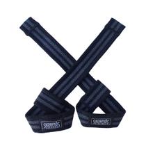 Par Straps 100% algodão PRETO COM CINZA para academia, exercício funcional e musculação.