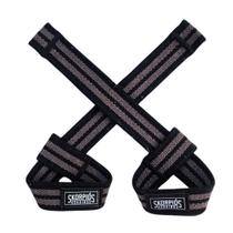 Par Straps 100% algodão PRETO COM MARROM para academia, exercício funcional e musculação.