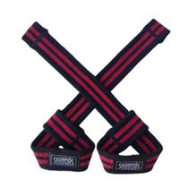 Par Straps 100% algodão PRETO COM VERMELHO para academia, exercício funcional e musculação.