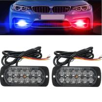 Par Strobo Led Sinalizador Viaturas Guincho Segurança 12v 1 azul e 1 verm Par Strobo Led Sinalizador Viaturas Guincho Segurança 12v 1 azul e 1 verm