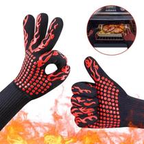 Par Super Luva Térmica Forno Protege Mãos Punho Suporta 600 Cor Preto 2 Luva De Churrasqueiro Térmica Super Resiste
