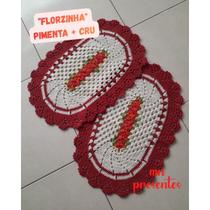 par tapete de croche florzinha oval