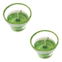 Par velas aromaticas mini vaso c/ castiçal vidro c/ glitter verde