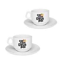 Par Xícara De Porcelana Café Com Deus Pai Livro Com Pires