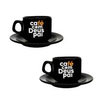 Par Xícara Preta Pires Café Com Deus Pai Porções Diárias Paz