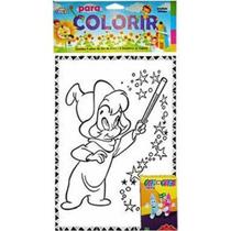 Para Colorir Desenhos para colorir 08 Desenhos + Giz de Cera Com 05 Unidades Pequeno - Mini Toys