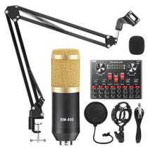 Para gravação/transmissão 1pc portátil bluetooth-compatível placa de som ao vivo equipamento de transmissão usb microfon