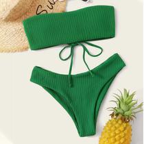 Para praia 2022 sexy bandeau biquíni feminino brasileiro conjunto de biquíni alta corte roupa de banho verde das mulheres micro verde biquini