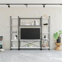 para TV até 50 Polegadas 1 Nicho Aéreo 2 Estante Estilo Industrial Active Yescasa Branco Chess