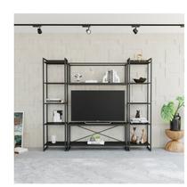 para TV até 50 Polegadas 1 Nicho Aéreo 2 Estante Estilo Industrial Active Yescasa Preto Onix