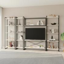 para TV até 50 Polegadas 187cmx285cm Estante 5 Prateleiras Estilo Industrial Active Yescasa Branco Snow
