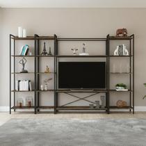 para TV até 50 Polegadas 187cmx285cm Estante 5 Prateleiras Estilo Industrial Active Yescasa Marrom Carvalho Dark para TV até 50 Polegadas 187cmx285cm Estante 5 Prateleiras Estilo Industrial Active Yescasa Marrom Carvalho Dark