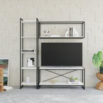 para TV até 50 Polegadas Nicho Aéreo 1 Estante Estilo Industrial Active Yescasa Branco Chess para TV até 50 Polegadas Nicho Aéreo 1 Estante Estilo Industrial Active Yescasa Branco Chess